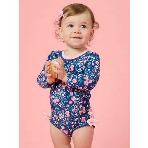 Floral Long Sleeve One Piece Rash Guard