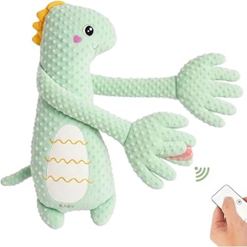 LiKiLiKi Green Dinosaur Interactive Plush Toy, Soft Stuffed Animal with with Remote Control, Cute Plush Doll for Toddlers and Kids