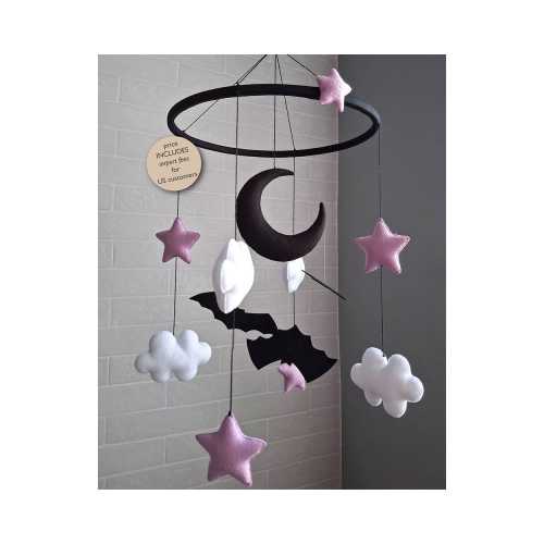 Pastel goth nursery decor for baby bat Gothic babyshower gift