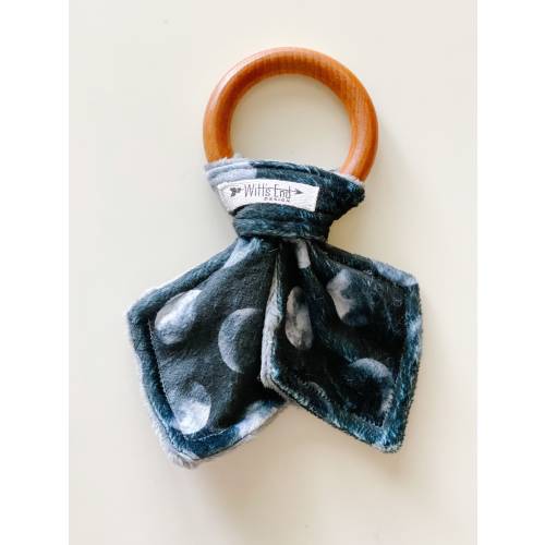 Moon Phases Bunny Ear Teether, Organic Maple Wood Teething Ring