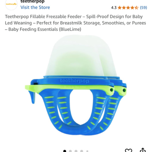 Teetherpop Fillable Freezable Feeder – Spill-Proof Design for Baby Led Weaning – Perfect for Breastmilk Storage, Smoothies, or Purees – Baby Feeding Essentials (BlueLime)