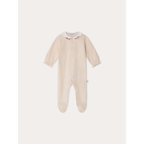 Tintina pointelle pajamas with embroidered collar in organic cotton