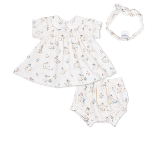 Flower Ducklings - Smocked Dress Set with Headband – Angel Dear