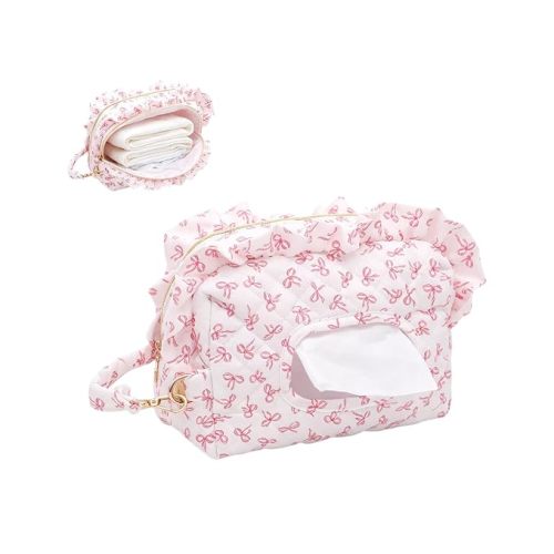 Qulited Diaper and Wipes Pouch Diaper Clutch Travel Wipes Case Dispenser