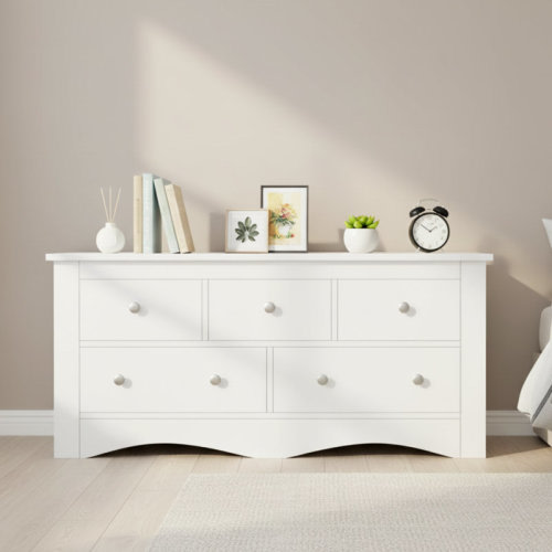 Ebern Designs 5-Drawer Wooden Dresser With Chest Storage, Bedroom Dresser & Tv Stand For Tvs Up To 65'' | Wayfair