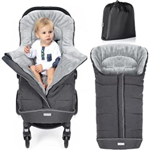 Orzbow Universal Stroller Footmuff, Winter Baby Bunting Bag for Stroller - Baby Sleeping Bag with Coral Fleece Lining for Cold Weather, Water-Repellent, Winter Must Have for Toddler Kids, Dark Grey