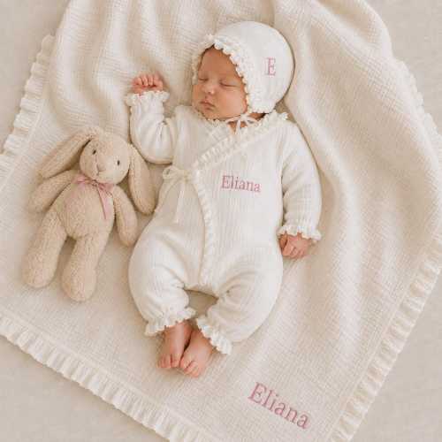 Personalized Embroidered Muslin Romper, Custom Baby Name Jumpsuit, Cotton Infant Clothes, Personalized
