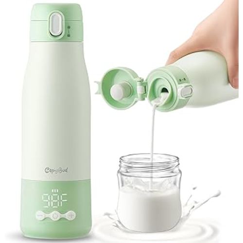 Portable Bottle Warmer, 12Oz Cordless Travel Bottle Warmer for Breastmilk, Formula, Water, 9000mAh Long-Lasting Battery, 3Mins Fast Heating, 5 Levels Smart Temp Control, Keep Warm On The Go