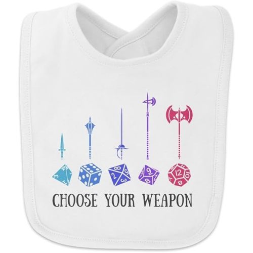 Choose Your Weapon Dungeon RPG Dice Baby Bib