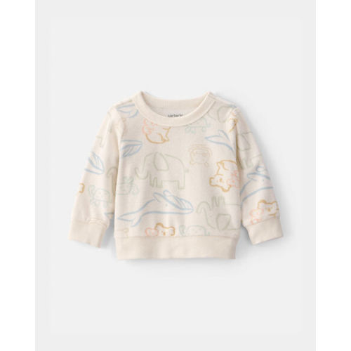 Baby Animal Friends Terry Pullover Sweatshirt - Cream | Carter's