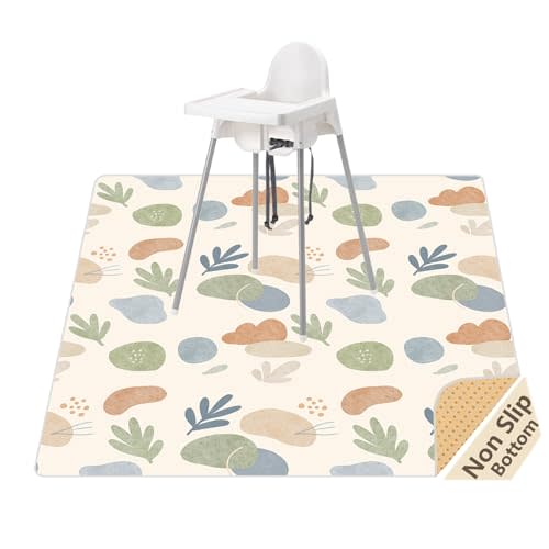 Splat Mat for Under High Chair, Waterproof Washable High Chair Floor Mat | 51"×51" Reusable Splash Mat, Non-slip Backing, Wipeable Floor Protector and Food Mat for Baby Meals, BLW, Crafts, Play