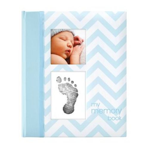 Pearhead Chevron Baby Memory Book - Blue: Holds 25 Photos, 50 Pages