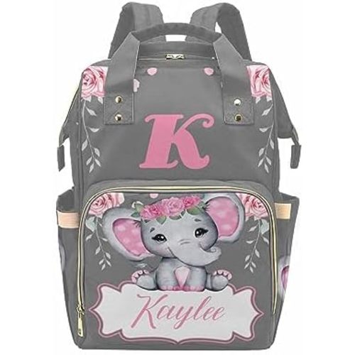 Customized Name Diaper Bag for New Mom, Personalized Multifunction Waterproof Nappy Bag Mommy Daypack for Travel Outside Use 317-9