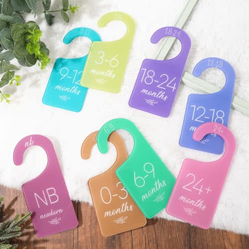 Whaline Acrylic Baby Closet Dividers Pastel Hanging Infant Clothes Hanger Separators Thicken Baby Wardrobe Organizers for Home Nursery Supplies, 6.7 x 3 Inch, 8Pcs