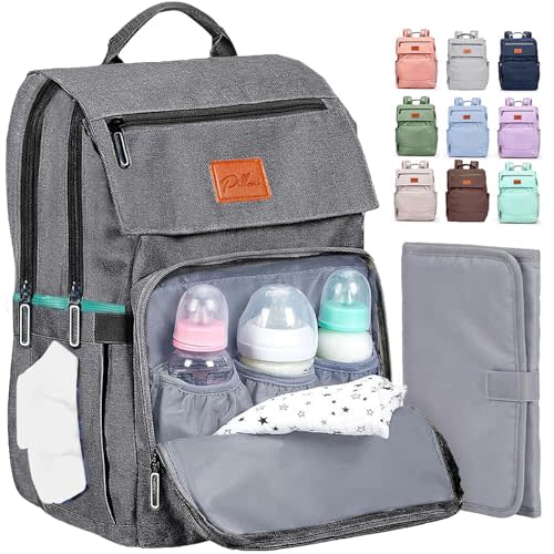 PILLANI Baby Diaper Bag Backpack - Baby Bag for Girls & Boys, Large Waterproof Toddler Diaper Backpack - Baby Shower Gifts & Registry Must Haves - Travel Diaper Bags with Changing Pad - Newborn Stuff