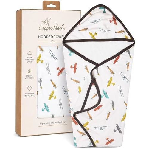 Copper Pearl Hooded Bath Towels Premium Knit/Terry Cloth Baby Towels with Hood, Pockets, and Cool Designs - Great to Gift and Make Bath Time Fun - Baby Bath Towel, Ace