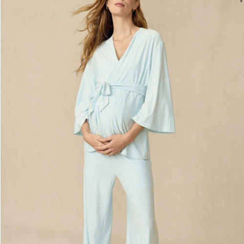 LAKE | Women | DreamModal® Pajamas | Salt Spray Pencil Stripe Maternity Kimono Bundle