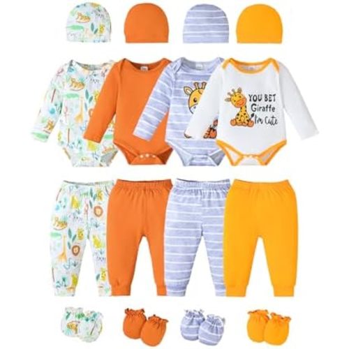 Newborn Baby Boys Clothes Outfits Funny Pattern Romper Pants Set Infant Unisex Baby Clothing 12Pcs