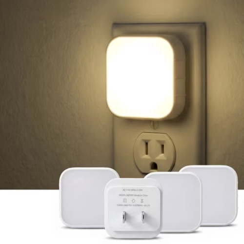 DAYBETTER Plug-in LED Night Light 4Pack, Light Sensing Warm White lamp Space Saving Design, Home Decor nightlight for Adult/Kids Bedroom