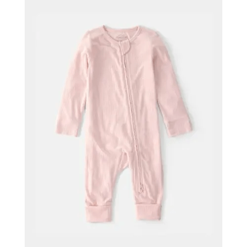 Baby Girl 2-Way Zip PurelySoft Sleep & Play Pajama - Light Pink | Carter's