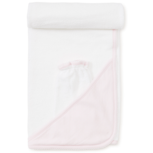 Towel with Mitt, Pink Polka Dots