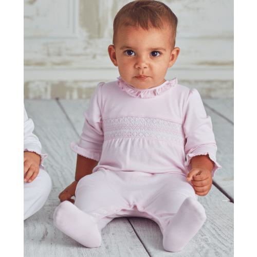 Hand Smocked CLB Charmed Pink Footie