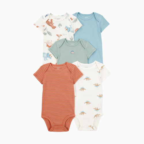 Carter's 5-Pack Short-Sleeve Cotton Bodysuits - Dinosaur, 0-3 M