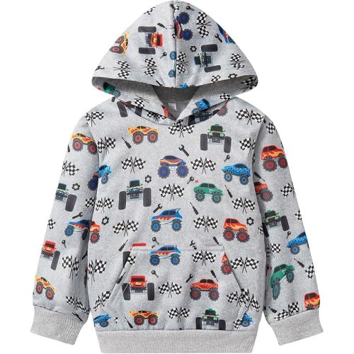 RETSUGO Baby Boys Dinosaurs Hoodie Boy Girls Truck Pullover with Pocket Toddler Boy Kids Rocket Sweatshirt 2-7Years