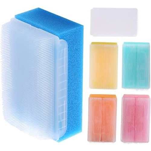 ARGOMAX Baby Bath Sponge (6 Pieces) Soft Foam Washing Device with Cradle Caps Brushes Body, Hair and Head Skin for Cleaning The Gentle Baby Sensory Bath Sponge Brush