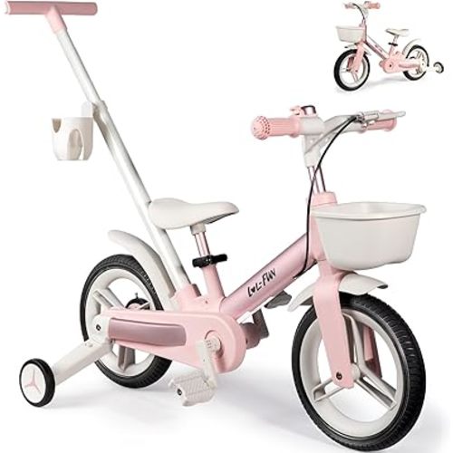 6 in 1 Toddler Balance Bike with Push Handle & Training Wheel for 2+ Year