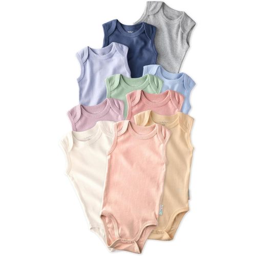 Butterblu Sam 10-Pack Sleeveless Bodysuits 100% Organic Cotton Baby Clothes for Boys and Girls​