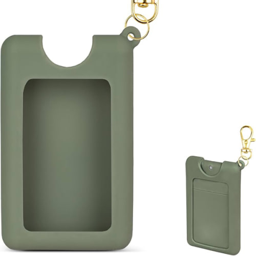 VANEST Silicone Case Compatible with Noshinku Pocket Hand Sanitizer, Protective Case with Keychain for Refillable Travel Size, Hand Sanitizer Spray Accessory (Dark Green)