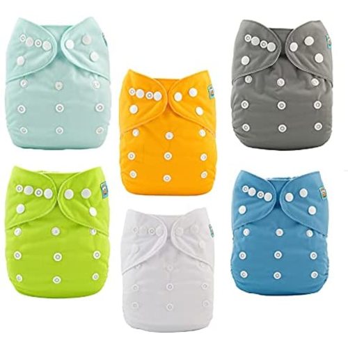 ALVABABY Baby Cloth Diapers One Size Adjustable Washable Reusable for Baby Girls and Boys 6 Pack with 12 Inserts 6BM98