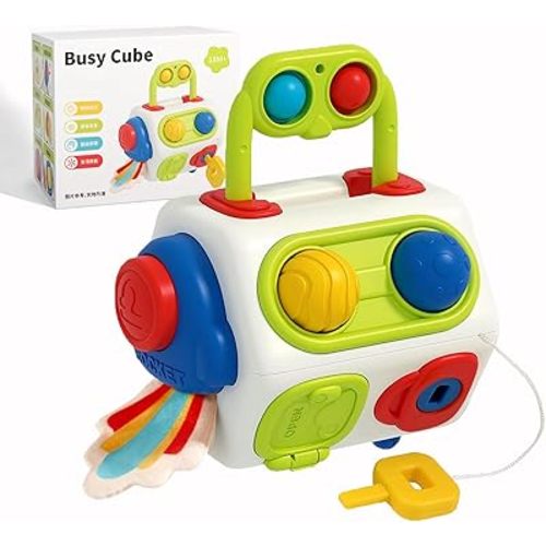 Busy Cube Travel Toy for Toddlers, Fine Motor Montessori Activity Toy