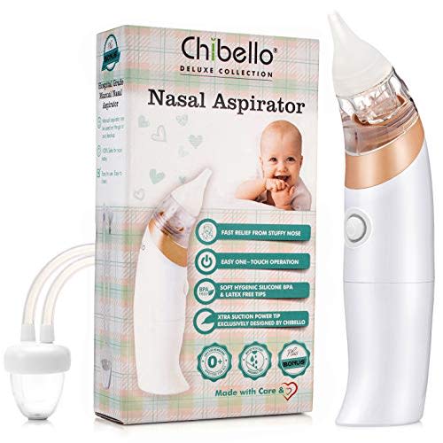 Baby Nasal Aspirator-Provides Safe Nose Suction and Gently Clears Infant's Mucus. Battery Operated with 3 Sizes of Silicone Tips and Manual Snot Booger Sucker and Remover for Newborns, Babies