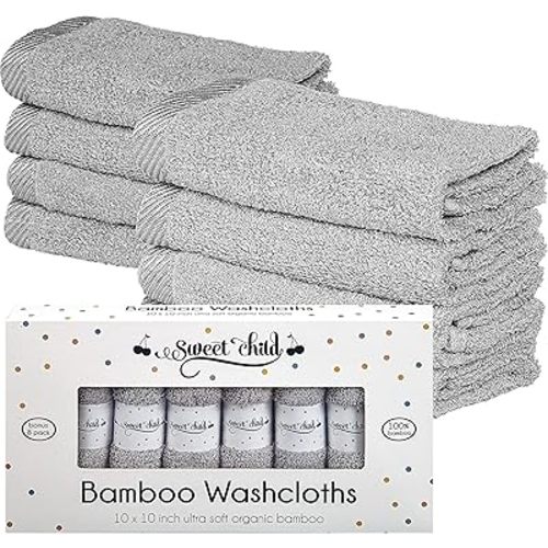 Sweet Child 8-Pack Baby Washcloths -Super Soft Rayon Washcloth, Baby Wash Cloths for Newborn,Infants and Kids, Bath Baby Towels, Body and Face Towel, Face Cloths for Washing Face