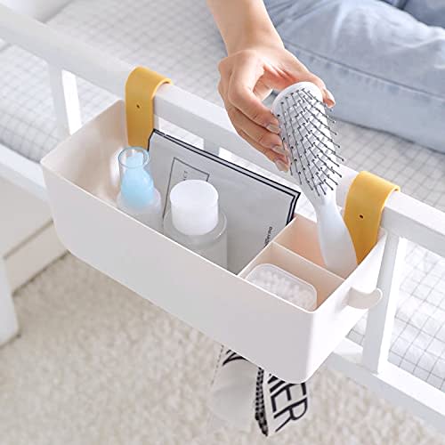MEVOPHEE Bedside Hanging Caddy, Plastic Hanging Storage Shelf Holder Organizer for Phone Glasses Bottle Office Supplies in Dorm Room Bathroom Camper Rv - White (Caddy)