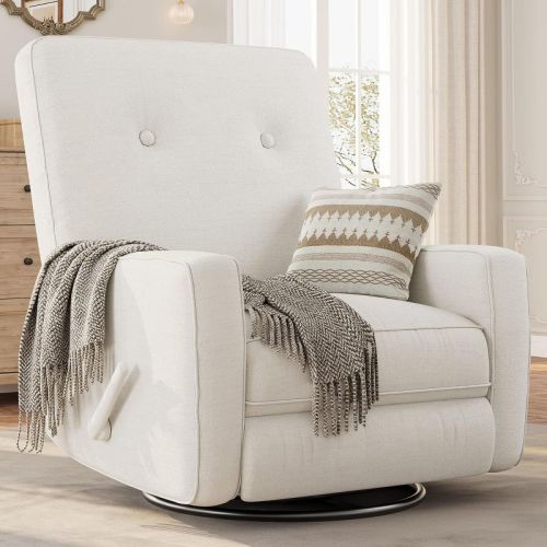 Swivel Glider Recliner Chair for Adults, 360° Rocker Recliner with Footrest, Corduroy Upholstered Reclining Chair for Living Room, Bedroom