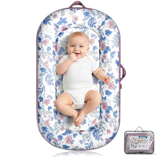 BUTOA Baby Lounger, Portable Infant Support Cushion for Newborn 0-24 Months | Soft Breathable Cotton, Tummy Time Play Mat, Double-sided Use, Washable Cover, Perfect Newborn Essentials Baby Shower Gifts