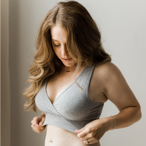 French Terry Racerback Nursing & Sleep Bra - Grey Heather