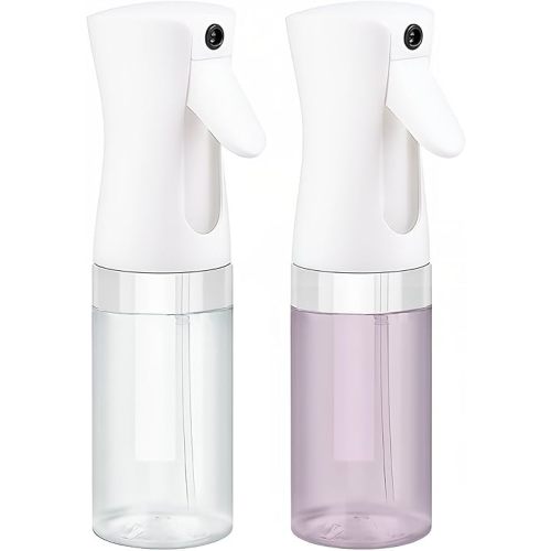 VIGOR PATH Continuous Spray Bottle with Ultra Fine Mist - Versatile Water Sprayer for Hair, Home Cleaning, Salons, Plants, Aromatherapy, and More - Empty Hair Spray Bottle (Clear - 5oz (2 Pack)