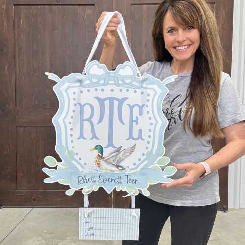 Duck Nursery Hospital Door Hanger, Baby Boy Birth Stat Sign, Personalized Newborn Door Hanger, Mallard Duck Nursery Decor