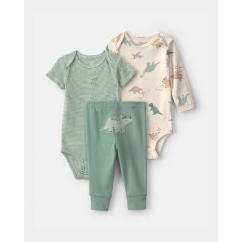 Baby Boy 3-Piece Dinosaur Bodysuit & Pant Set - Green/Ivory | Carter's