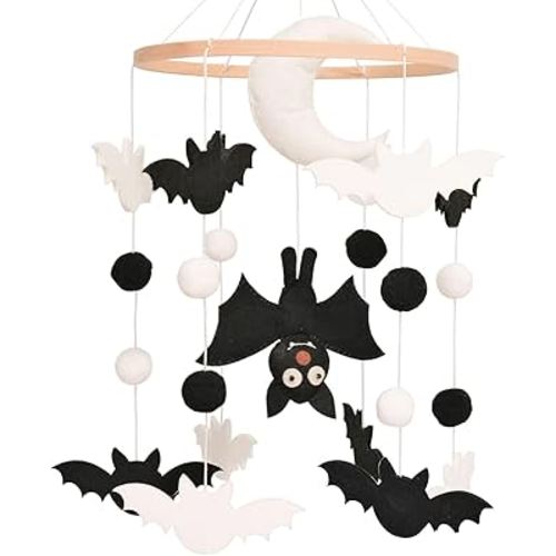 Bat Baby Mobile, Gothic Mobile for Crib, Halloween Crib Mobile for Boys and Girls, Gothic Nursery Mobile for Bassinet, Bat, Moon