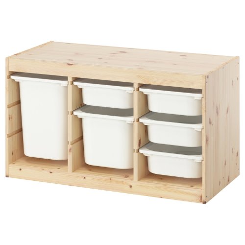 TROFAST Storage combination with boxes - light white stained pine/white 36 5/8x17 3/8x20 1/2 "