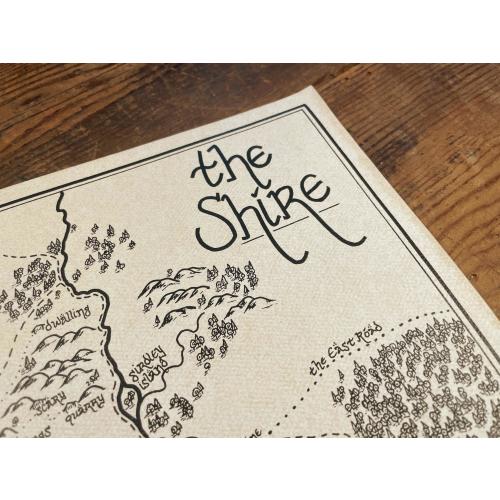 Map of The Shire: Hand-drawn Lord of the Rings art, JRR Tolkien gift