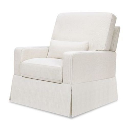 Namesake Crawford Pillowback Comfort Swivel Glider - Fog Chatham Stripe Performance Eco-Weave