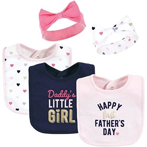 Hudson Baby Unisex BabyCotton Bib and Headband or Caps Set