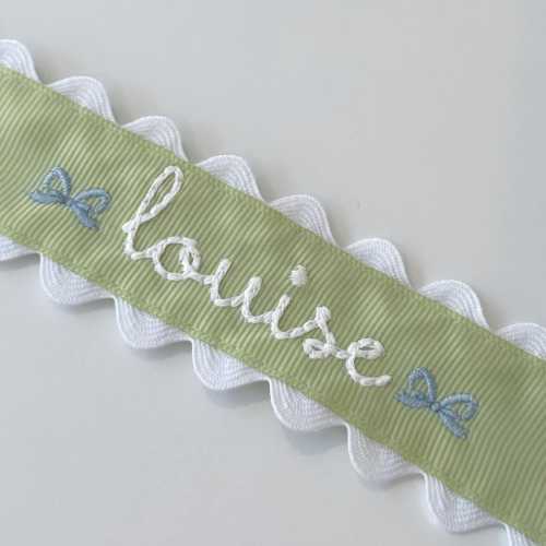 NEW COLOR Monogrammed Paci Clip, Ric Rac Trimmed Paci Clip, Pacifier Clip