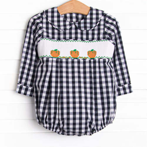 Fall Pickins Smocked Bubble, Navy – Stitchy Fish